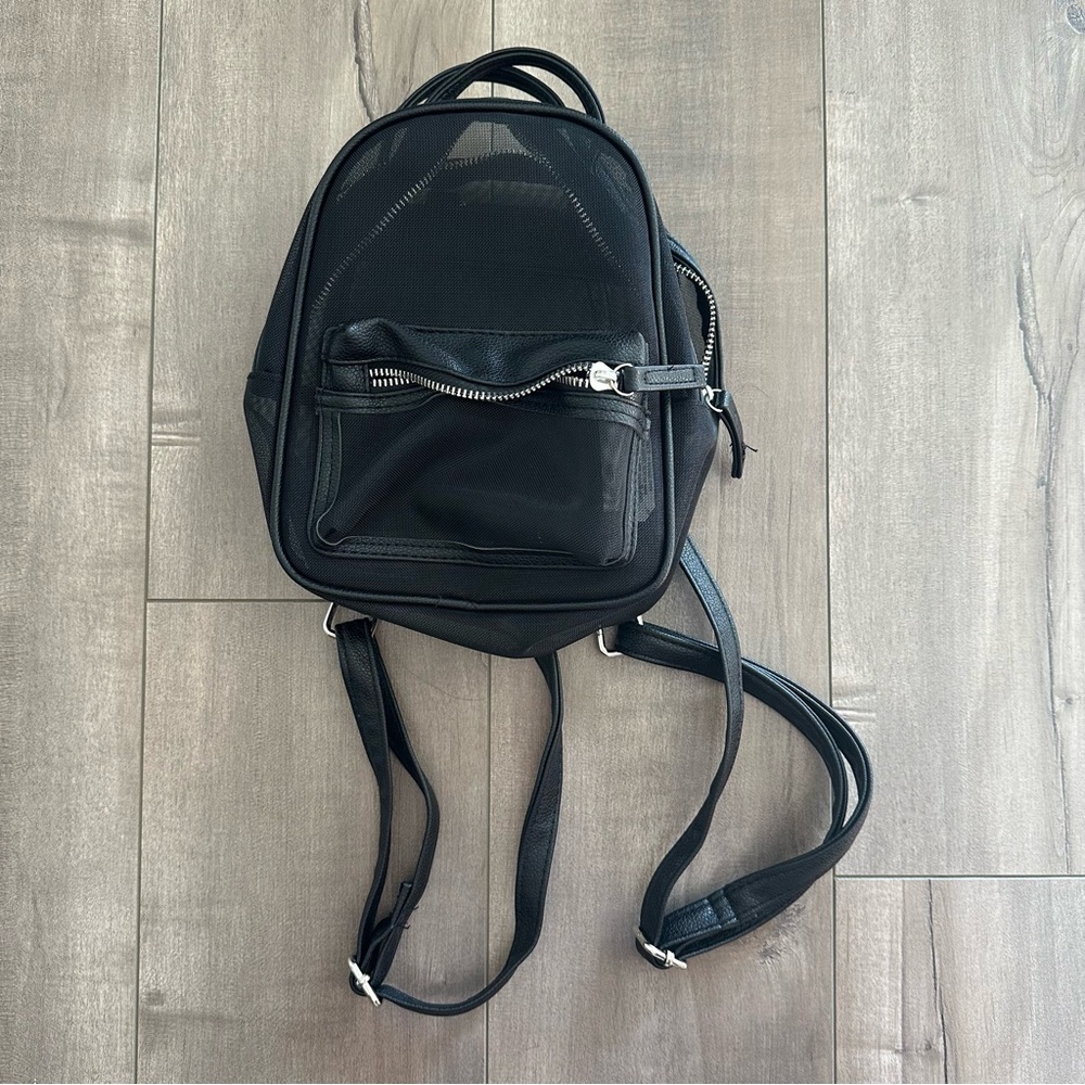 Mini black mesh backpack